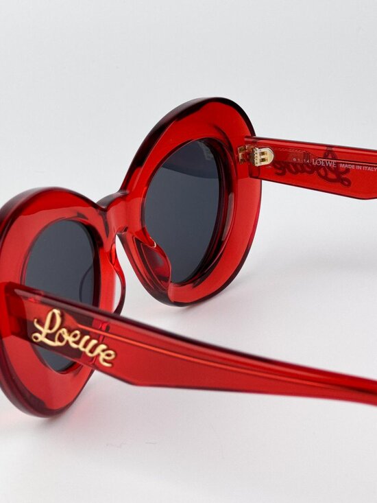 Loewe LW40112I CURVY 66V Butterfly Sunglasses – Shiny Transparent Red / Blue